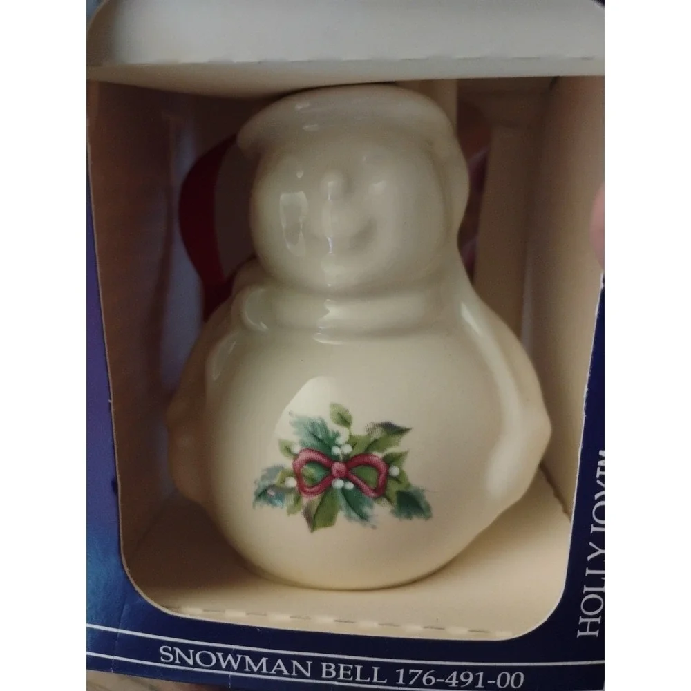 Vintage NEW 1995 Pfaltzgraff Holly Joy  Snowman Bell 5